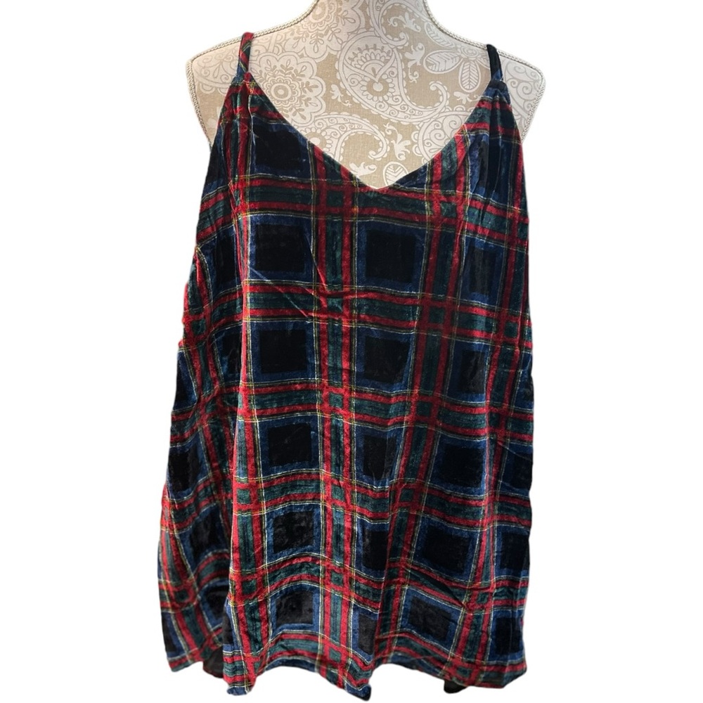 TORRID Sophie  Plaid Tank Velvet Top Holiday Festive British Grunge Punk Size 4X